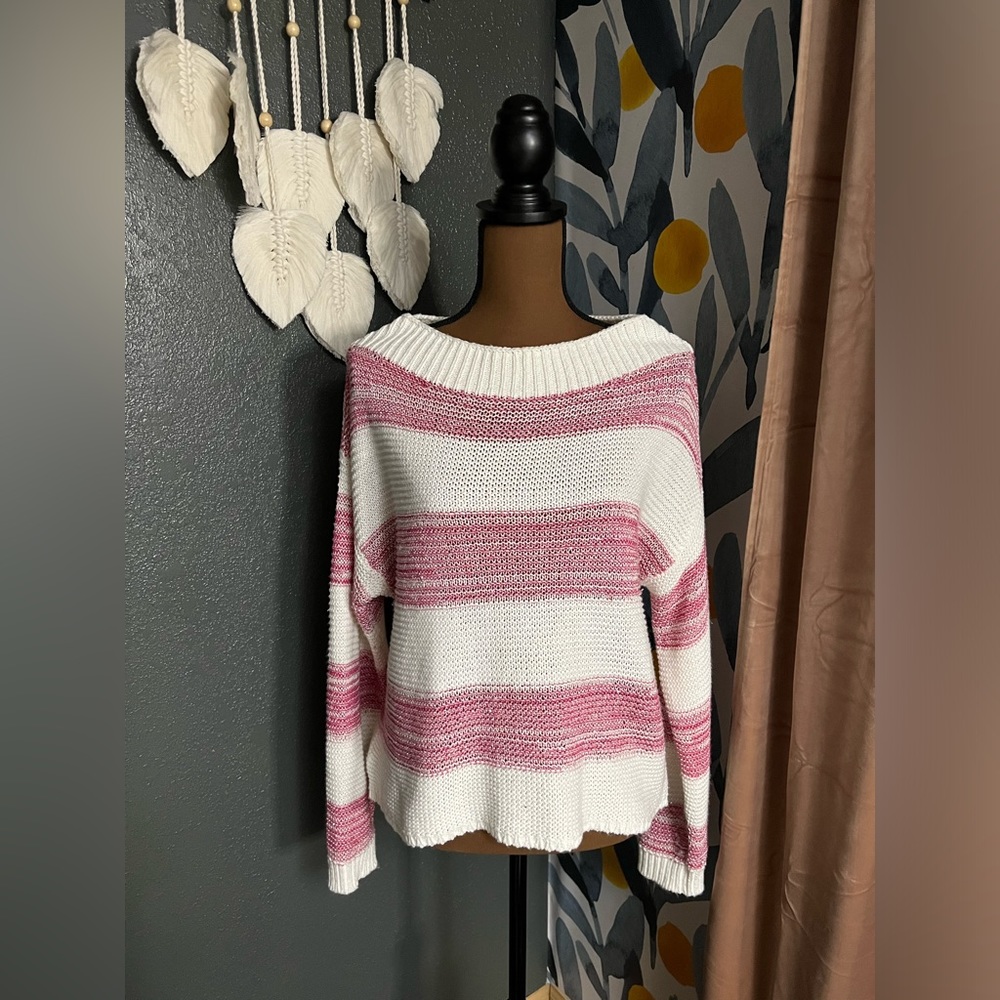 Boatneck Benetton sweater, light weight, light sparkle.